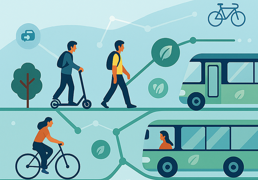 Image of people moving sustainably
